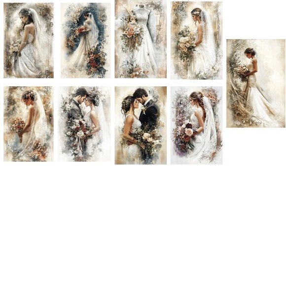 PRINTED 24 Bridal Fashion For Card Toppers Scrapbook Junk Journal Crafts 24 Pcs - Picture 3 of 4